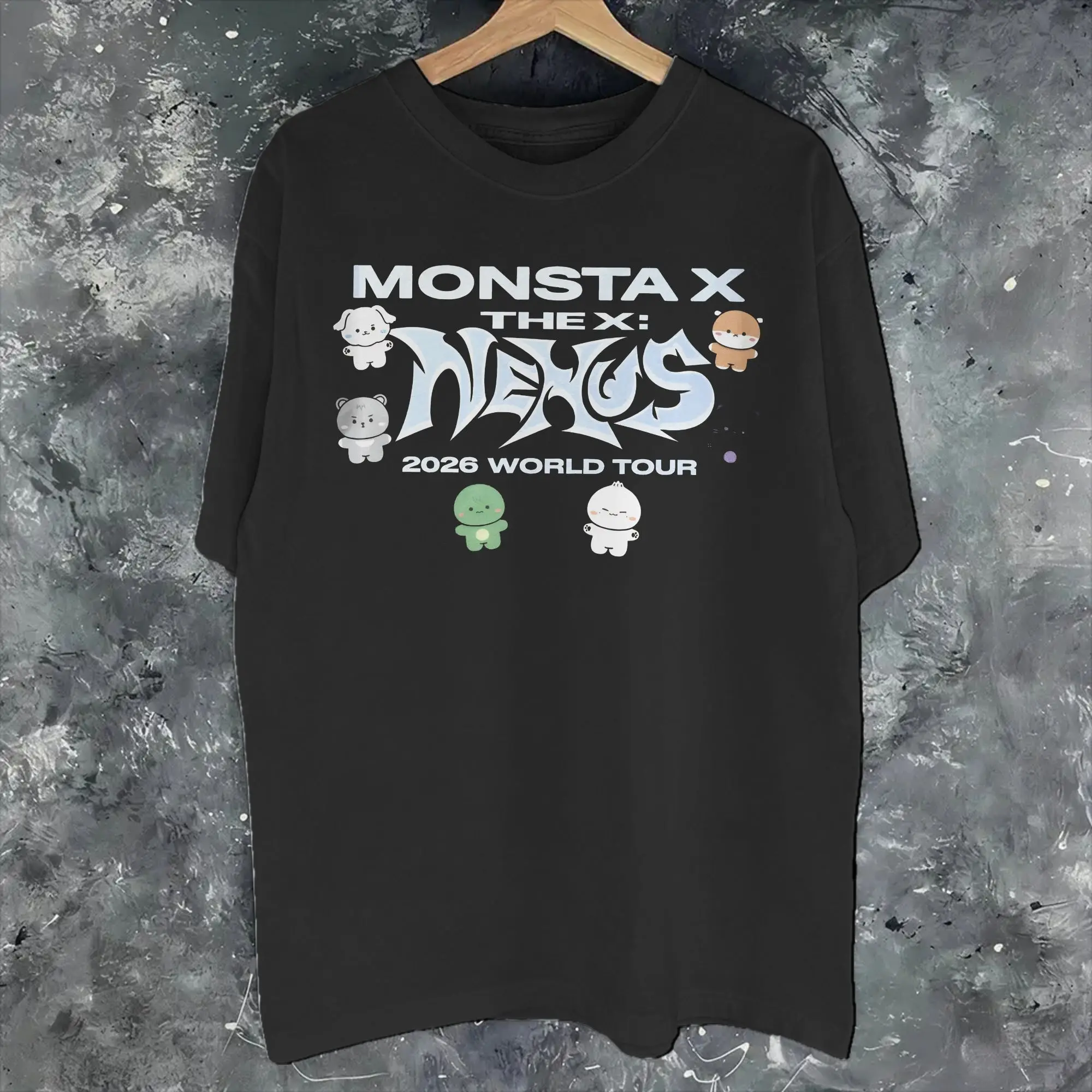 Monsta X the X Nexus North America World Tour Accessories Men Women T Shirt Pure Cotton Tee Printed  T-shirt Clothes