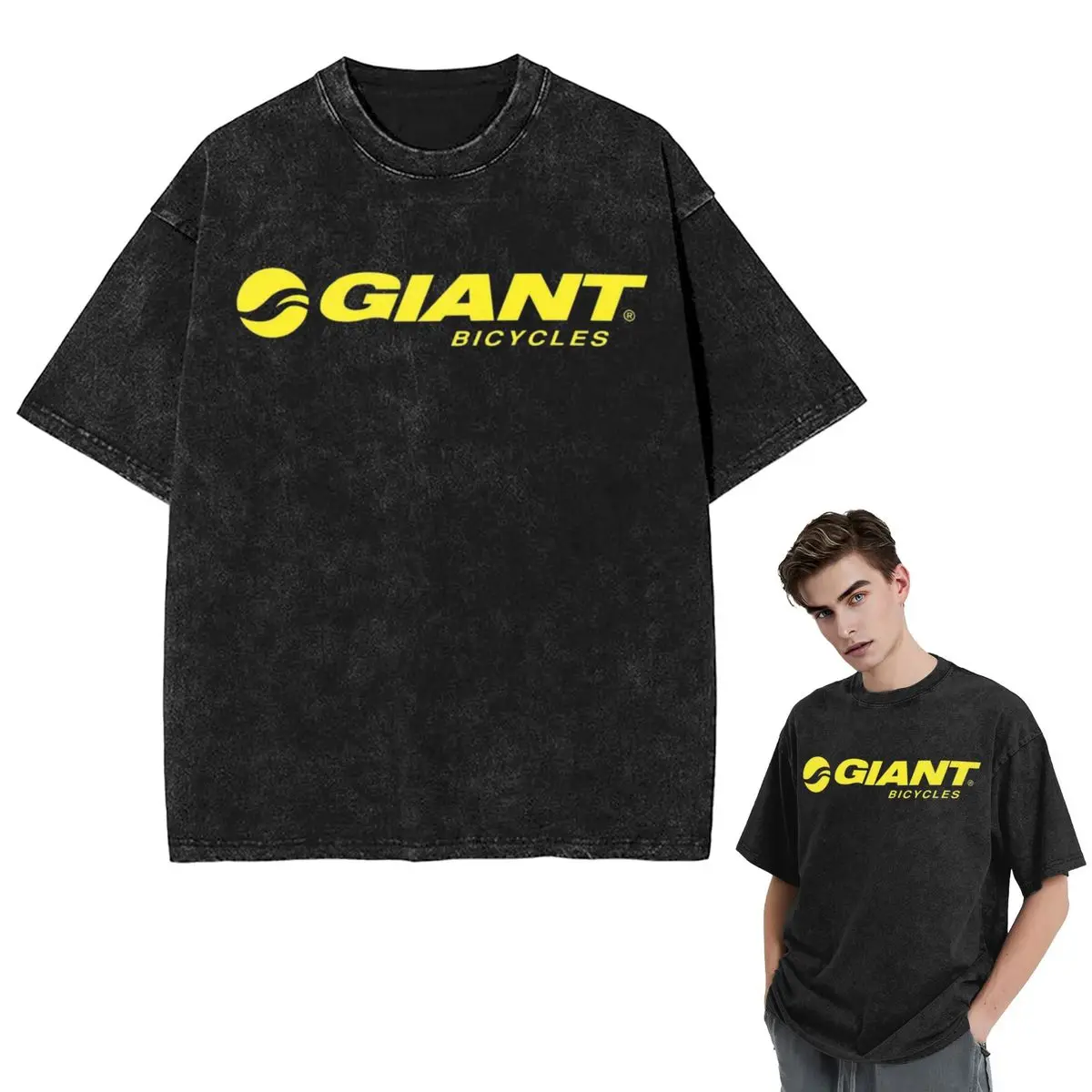 

Streetwear T-Shirts Giant Bike Washed T Shirt Short Sleeve Hip Hop T-Shirt Tops Tees for Men Women