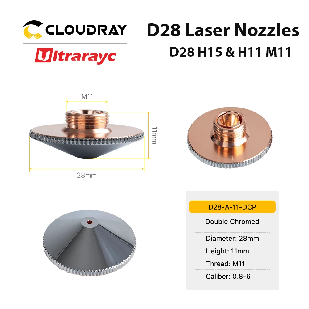 Ultrarayc Cutting Head Laser Nozzle Single Double Chrome-plated Layers D28 H15 H11 M11  for Precitec WSX Fiber Cutting Head