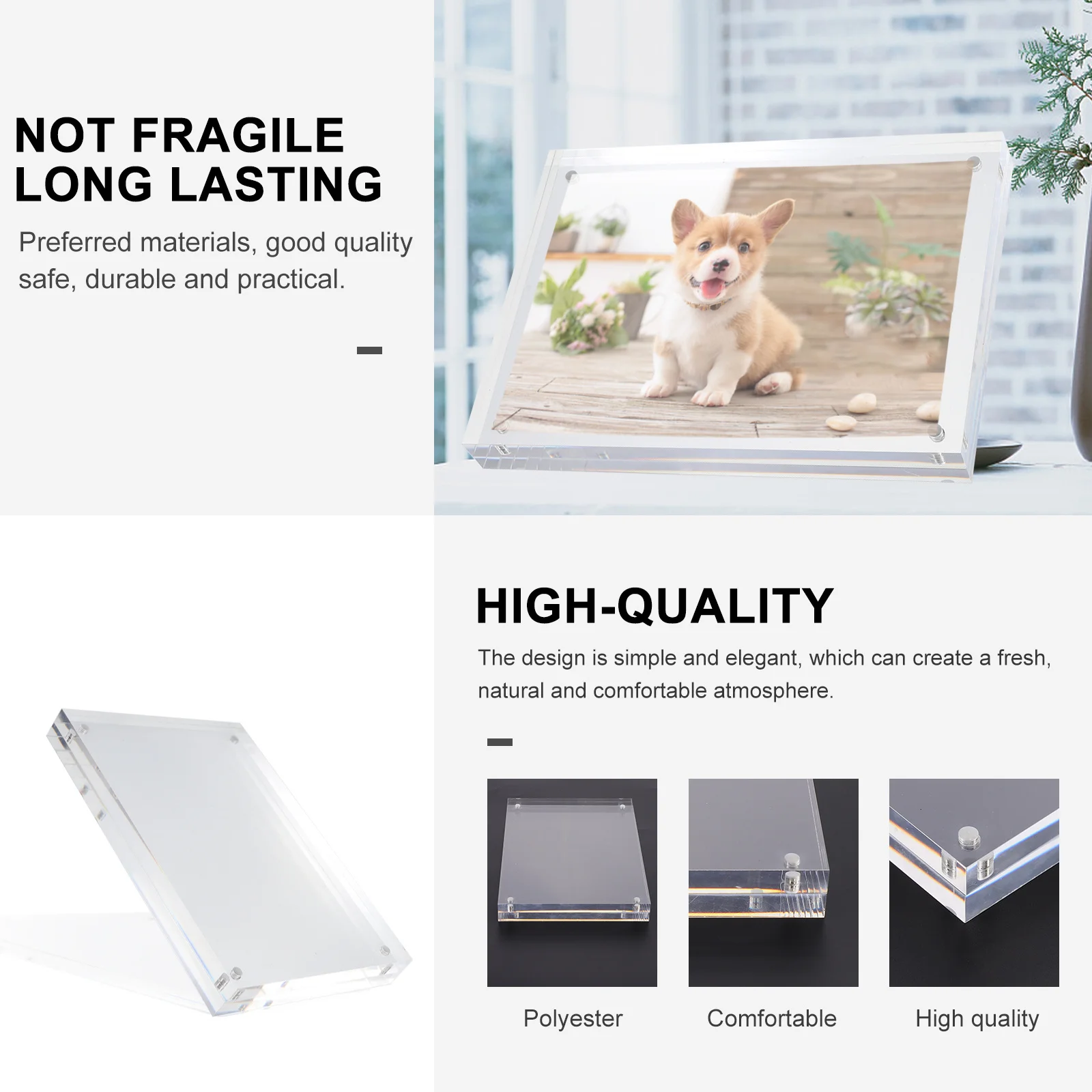 

1Pcs Acrylic Magnetic Photo Frame Transparent Chic Display Board Home Decorative Picture Holder Simple Style Display Prop