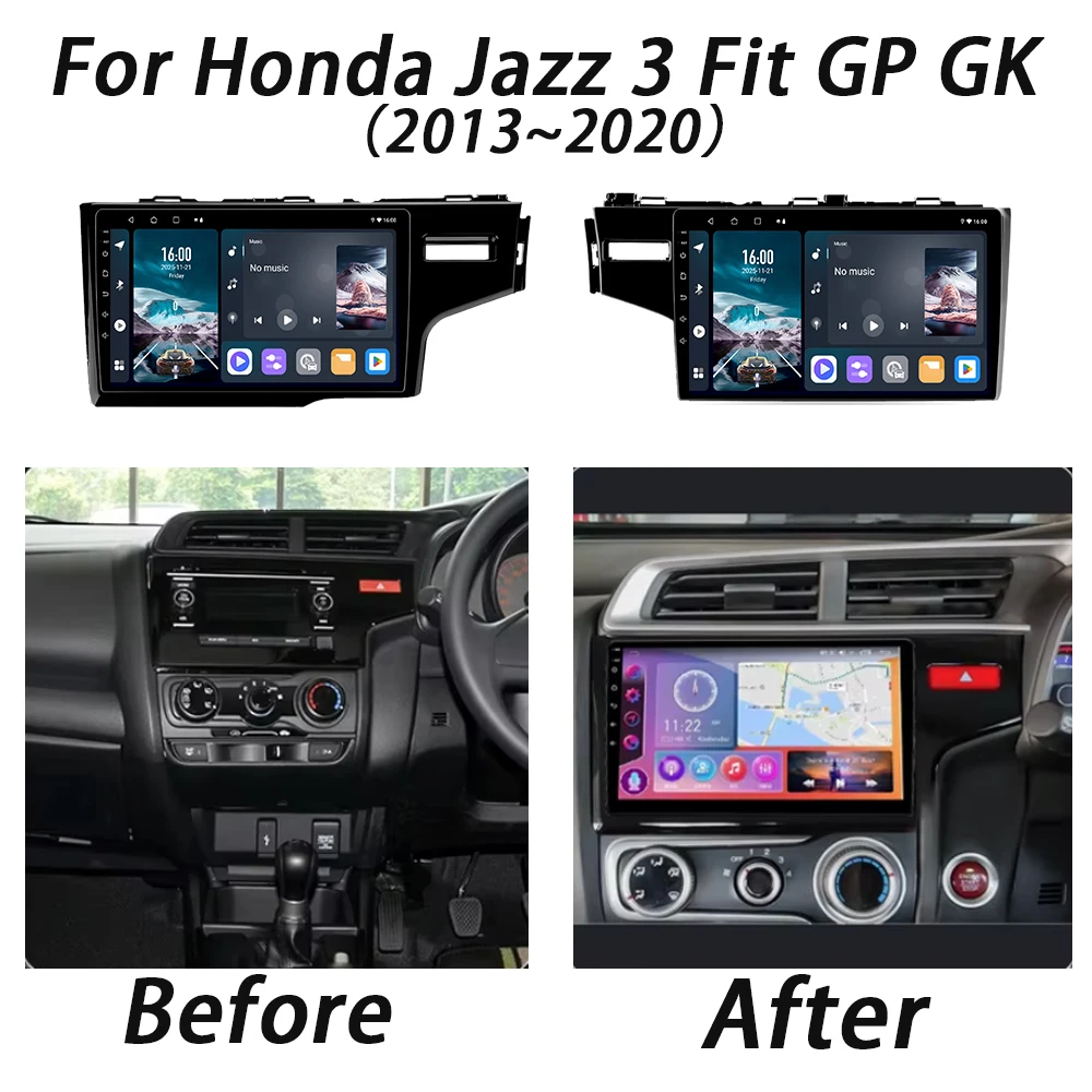 Autoradio For Honda Jazz 3 Fit GP GK 2013 - 2020 Stereo Multimedia Video Player GPS Navigation Bluetooth Radio Samochodowe SWC