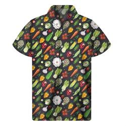 Creative Vegetable Pattern Shirt Men Clothes 3D Print Hawaiian Shirts Summer Button Short Sleeve Tops Loose Lapel Aloha Blouse