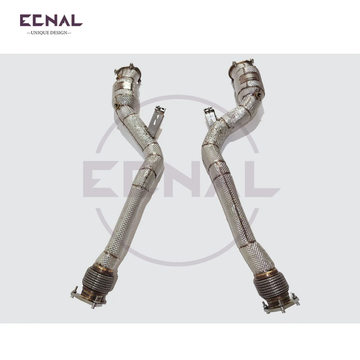 Ecnal Exhaust Downpipe with Catalytic Converter SS304 Exhaust Pipe for Bentley Continental GT Flying Spur W12 6.0T 2004-2017