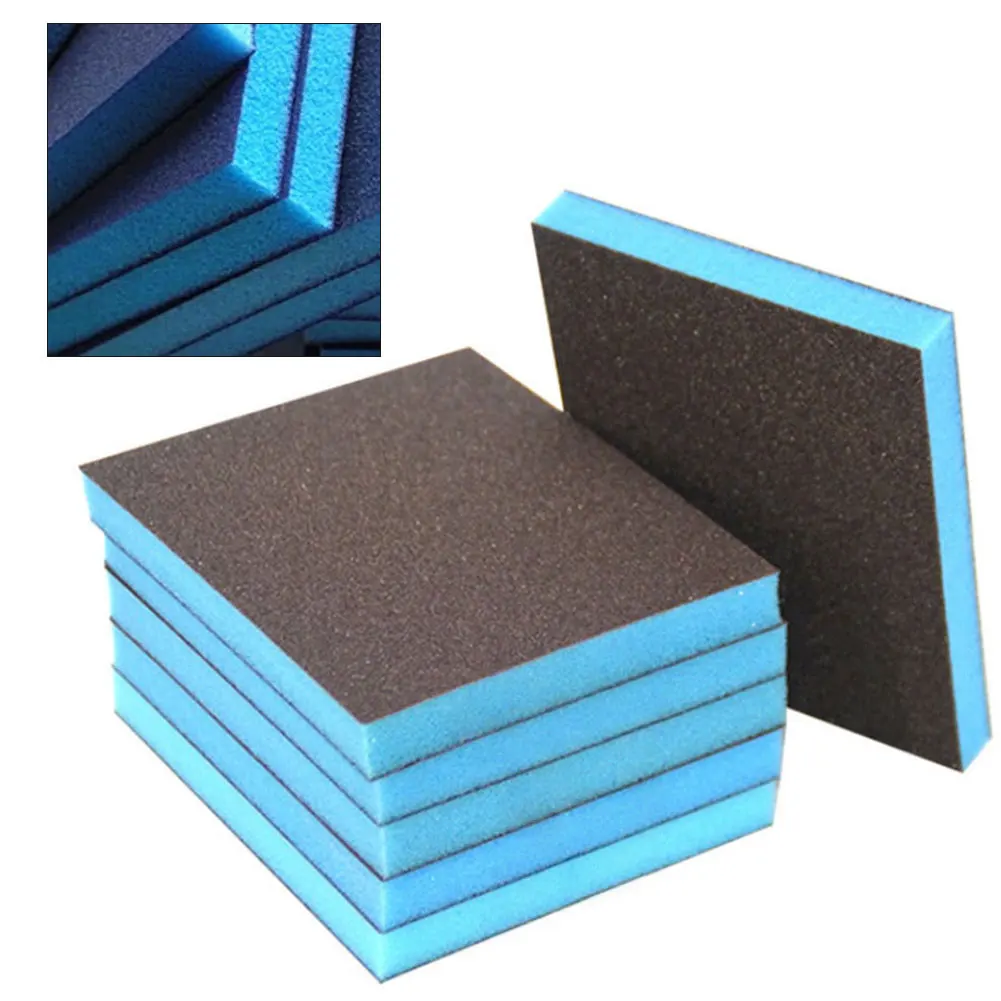 5個 80-220 #   サンディングスポンジブロック 柔軟なサンディングスポンジパッド 湿式/乾式フォームサンドペーパー研磨ブロック アルミナツール