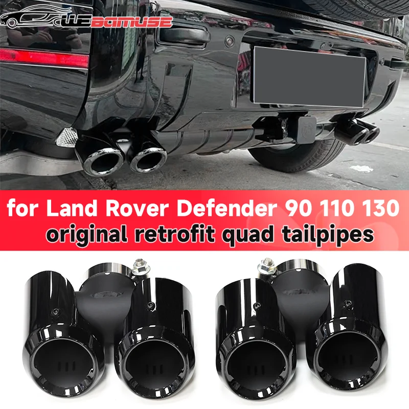 

Fits 2020 to 2023 Land Rover Defender 90 110 130 Exhaust Upgrade Quad Stainless Steel Black Tailpipe Muffler