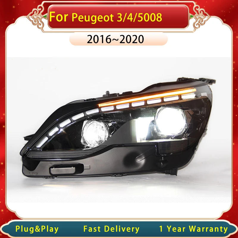 Car Headlight For Peugeot 4008 5008 2017~2020  LED Upgrade New Design Be-xenon Projector DRL Head Lamp Accembly