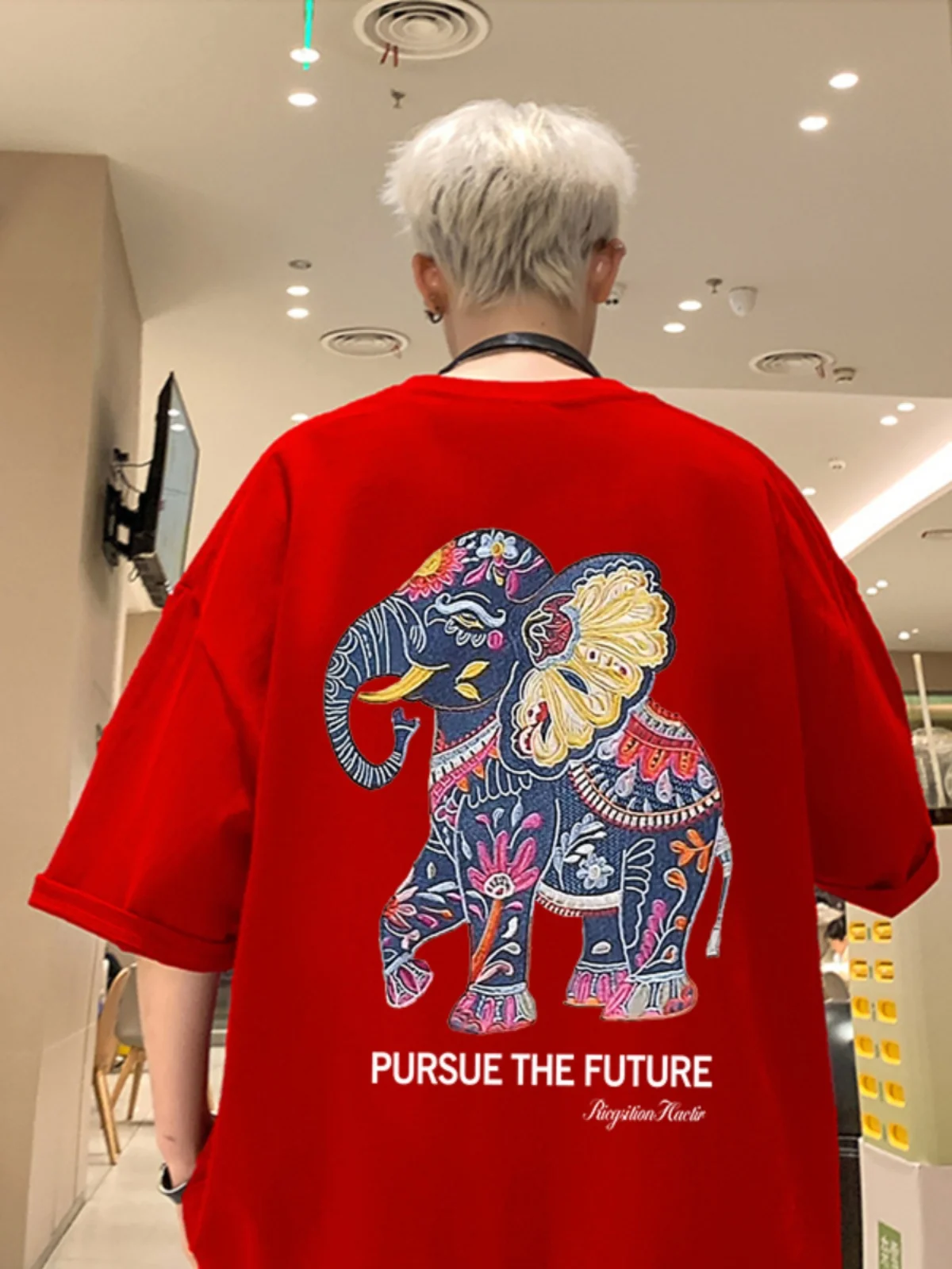 

Мужская летняя футболка свободного кроя с принтом слона, модная повседневная футболка в американском стиле для подростков и молодежи