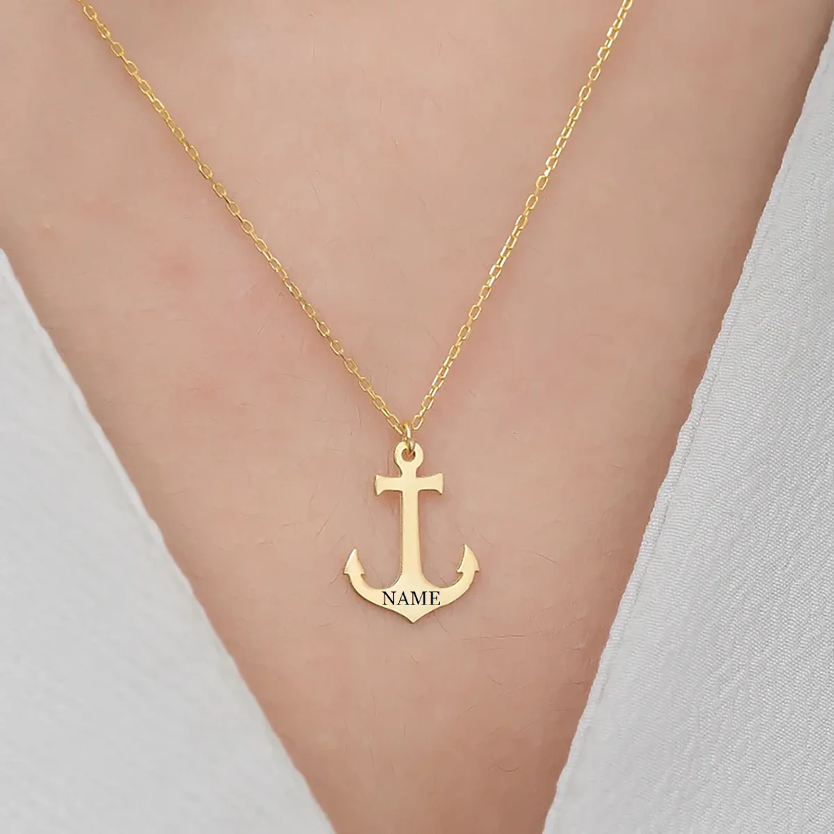 Custom Name Anchor Pendant Necklace For Women Elegant Exquisite Stainless Steel Nameplate Choker Personalized Fashion Jewelry