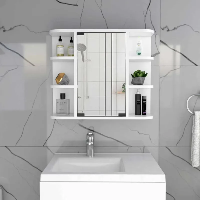 Roman Mirrored Bathroom Shelves Six Exterior Shelves Three Internal Shelves Medicine Cabinets