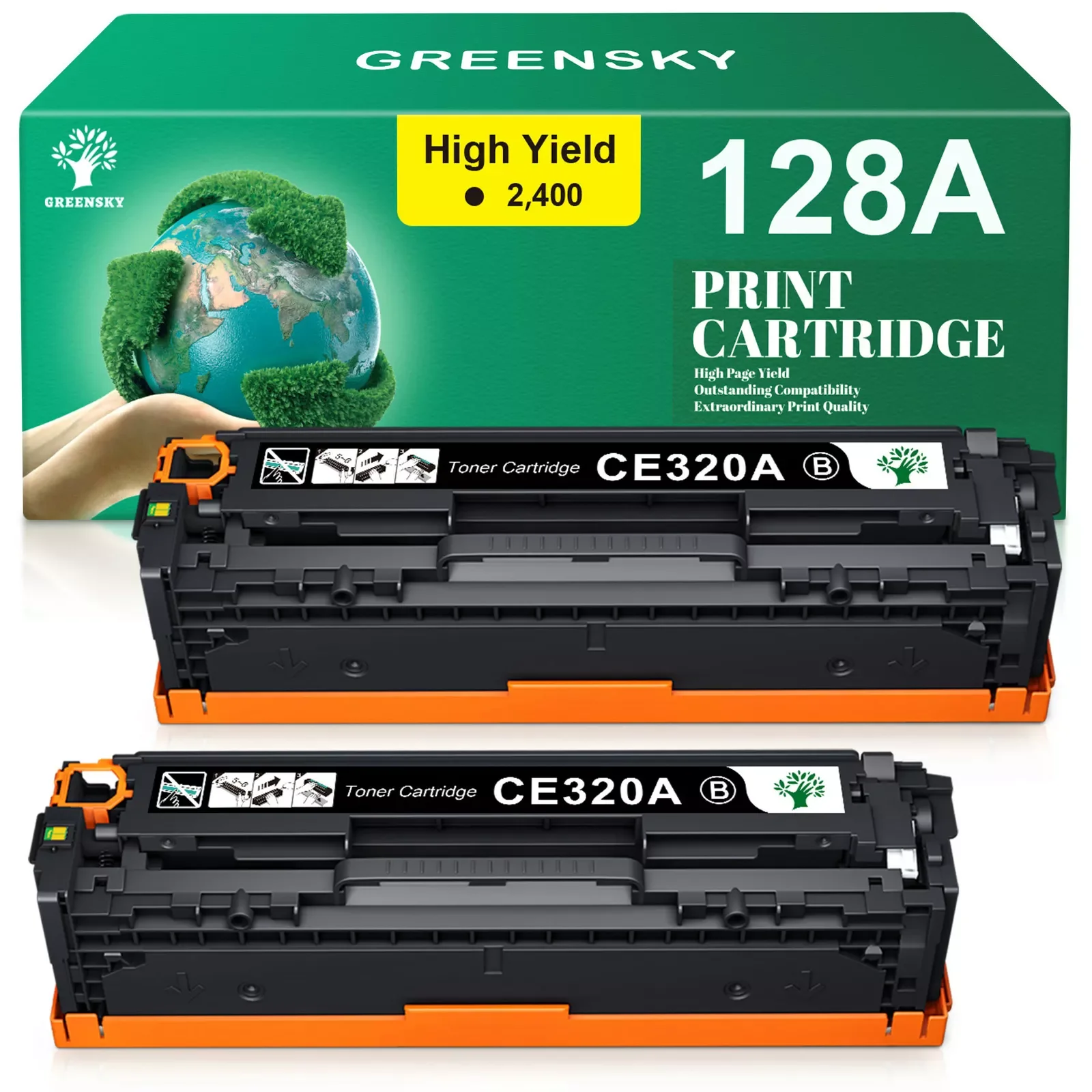 2P 128A CE320A Toner Cartridge Black for HP LaserJet CM1415fnw CP1525nw CP1525n