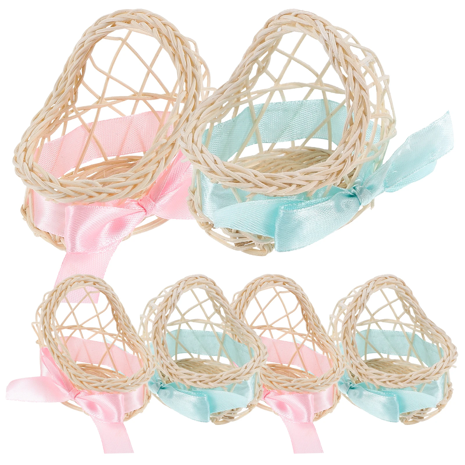 

6pcs Woven Flower Basket Rattan H made Storage Container for Home Decor Natural Color Texture Plant Holder
