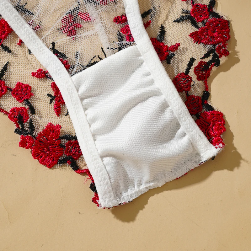 المرأة مثير شبكة حمالات الصدر دعوى الحلو الإناث الفرنسية الأزهار التطريز أطقم داخلية جريمي شاش شفاف البرازيلي سراويل 2 قطعة الملابس الداخلية