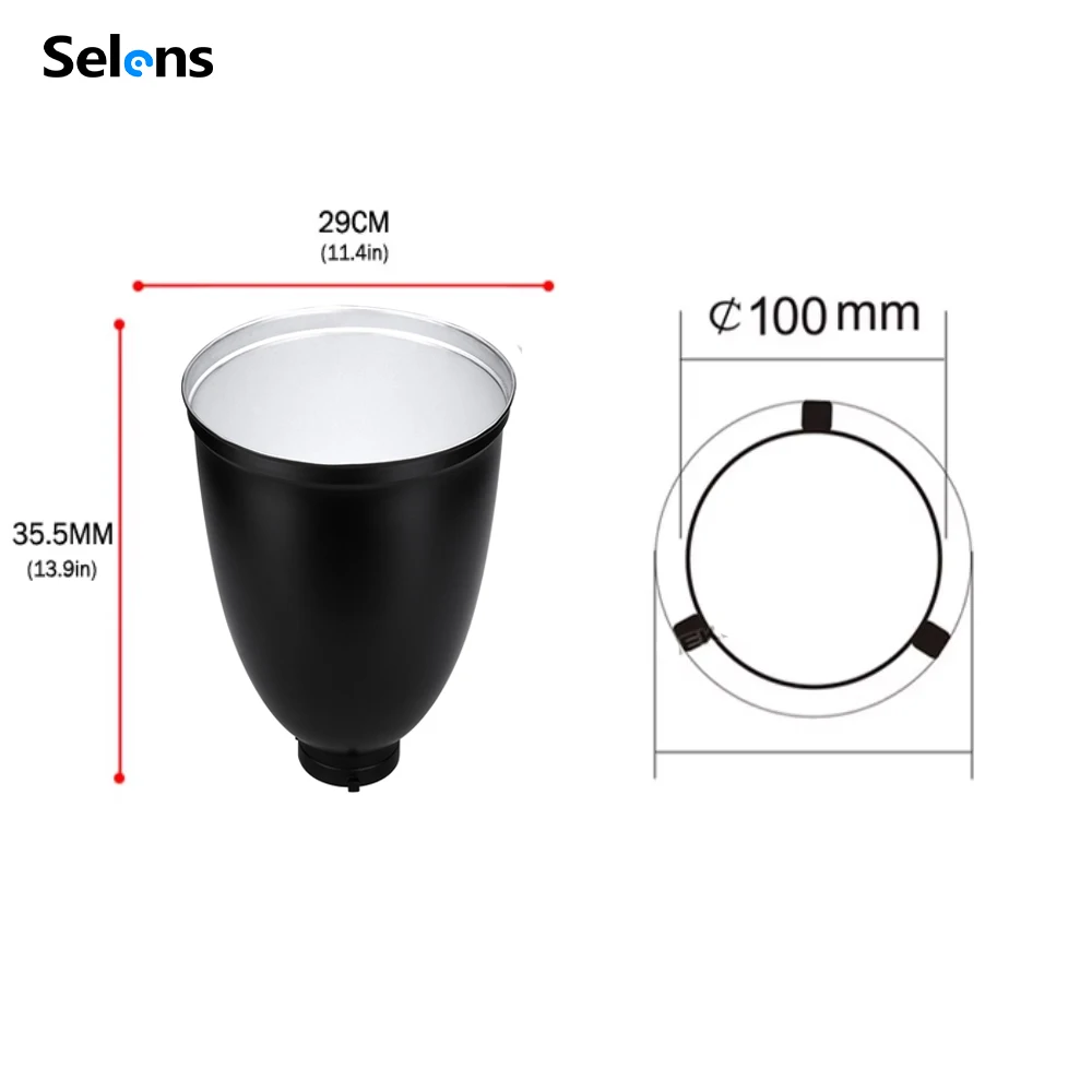 Selens Lighting Snoot 45 degree Reflector Light Control with Honeycomb Grid for bowens mount  Photography Studio Strobe Flash