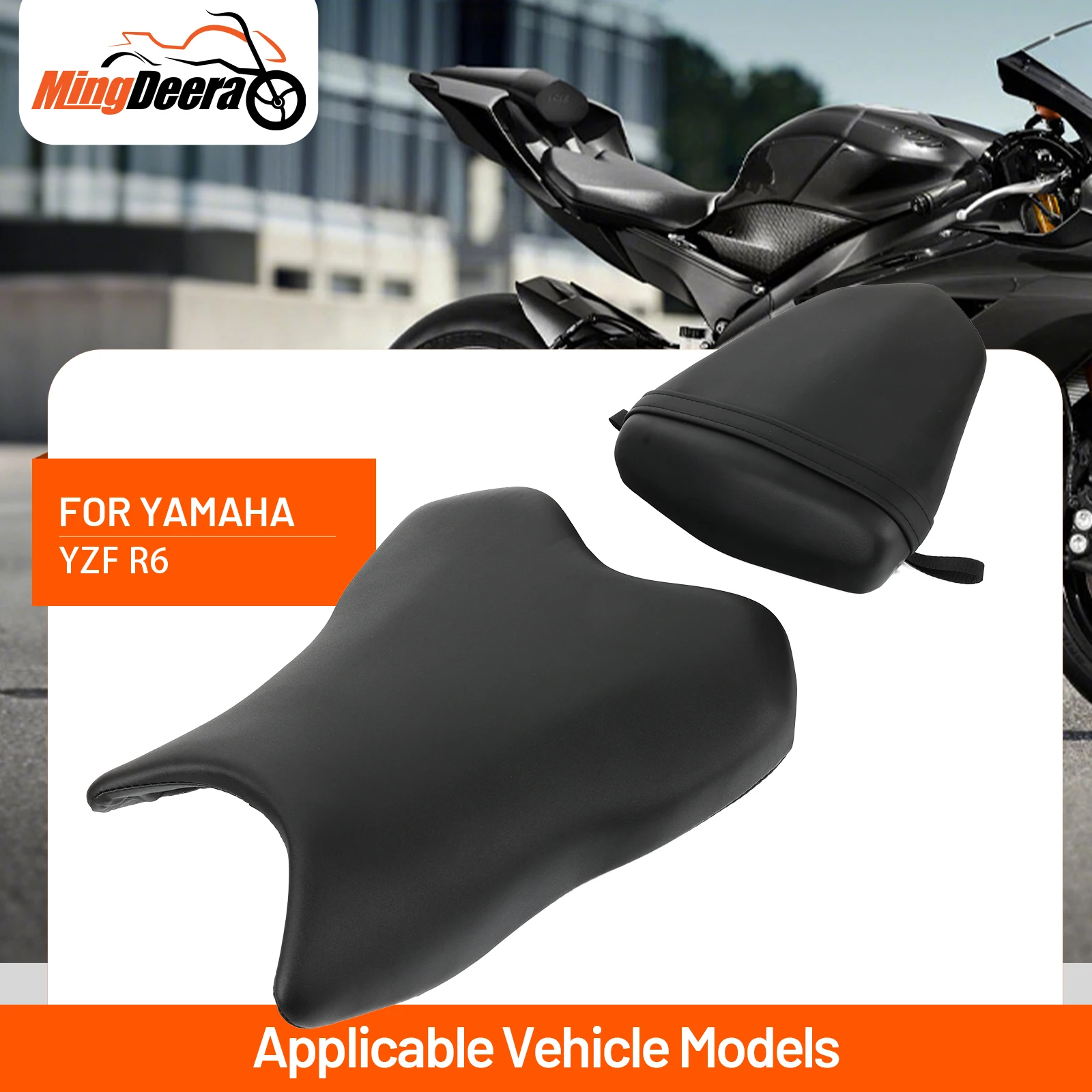 

Motorcycle Black Rear Passenger Seat Pillion Cushion or Front Rider Driver Seat Cushion Fit For YAMAHA YZF R6 YZFR6 2006-2007