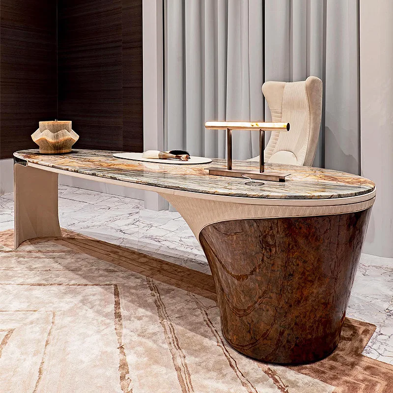 Desk Desk Natural Luxury Stone Marble Writing Desk High-end Villa Boss Table