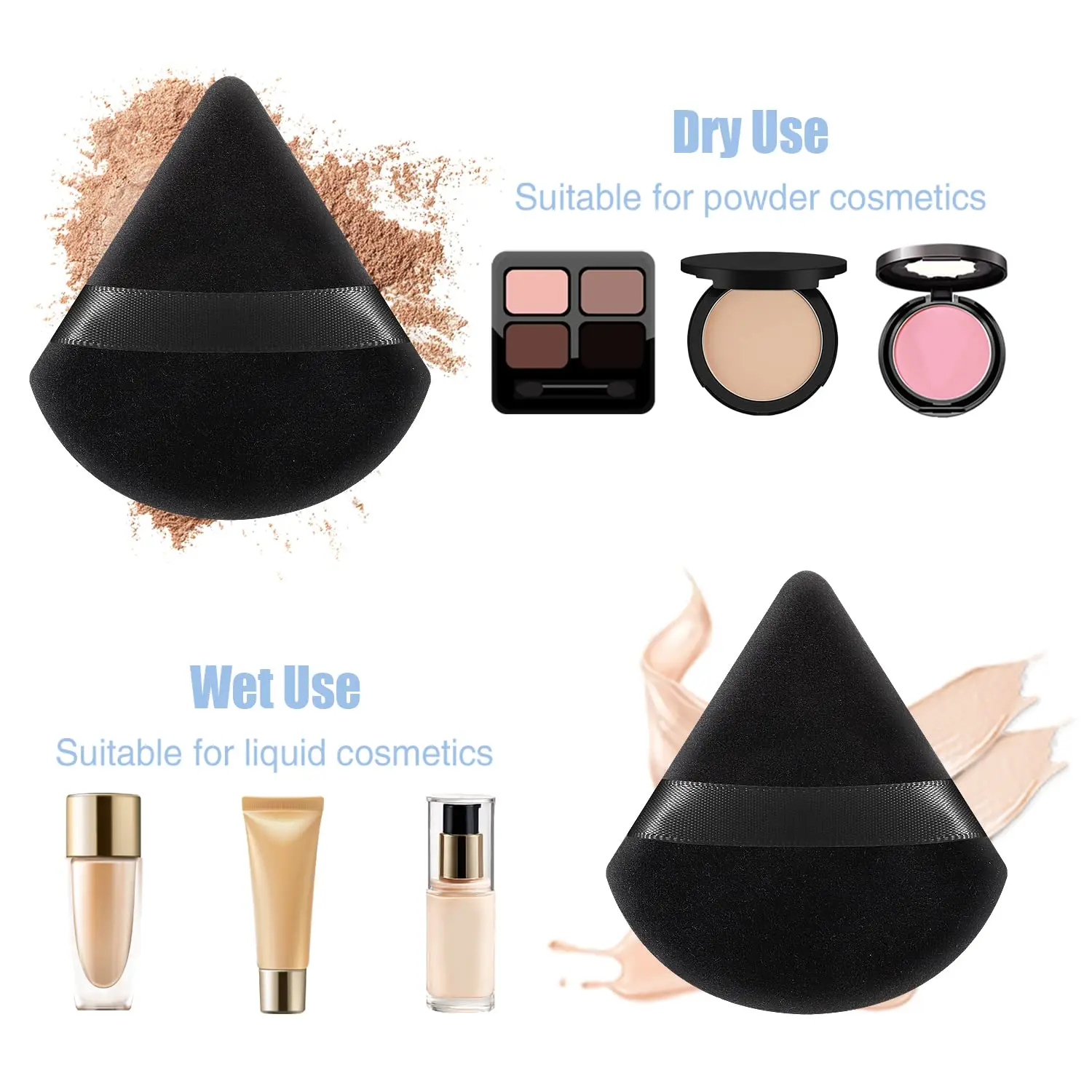 OVW 1/4/8 Pcs Triangle Velvet Powder Puff Soft Cosmetic Puff Powder Puff Women Make Up Accessories Beauty Tools