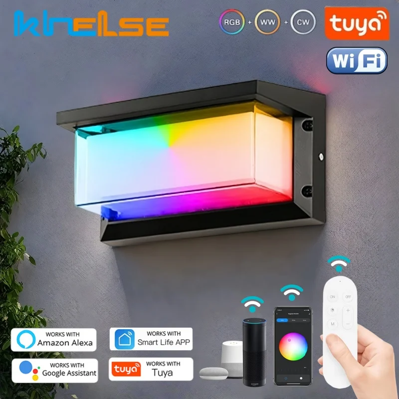 

RGBCW Tuya LED Outdoor Wall Lamp 6W/12W Smart Waterproof APP Control Porch Sconce Work With Alexa Google Home Wall Light Fixture