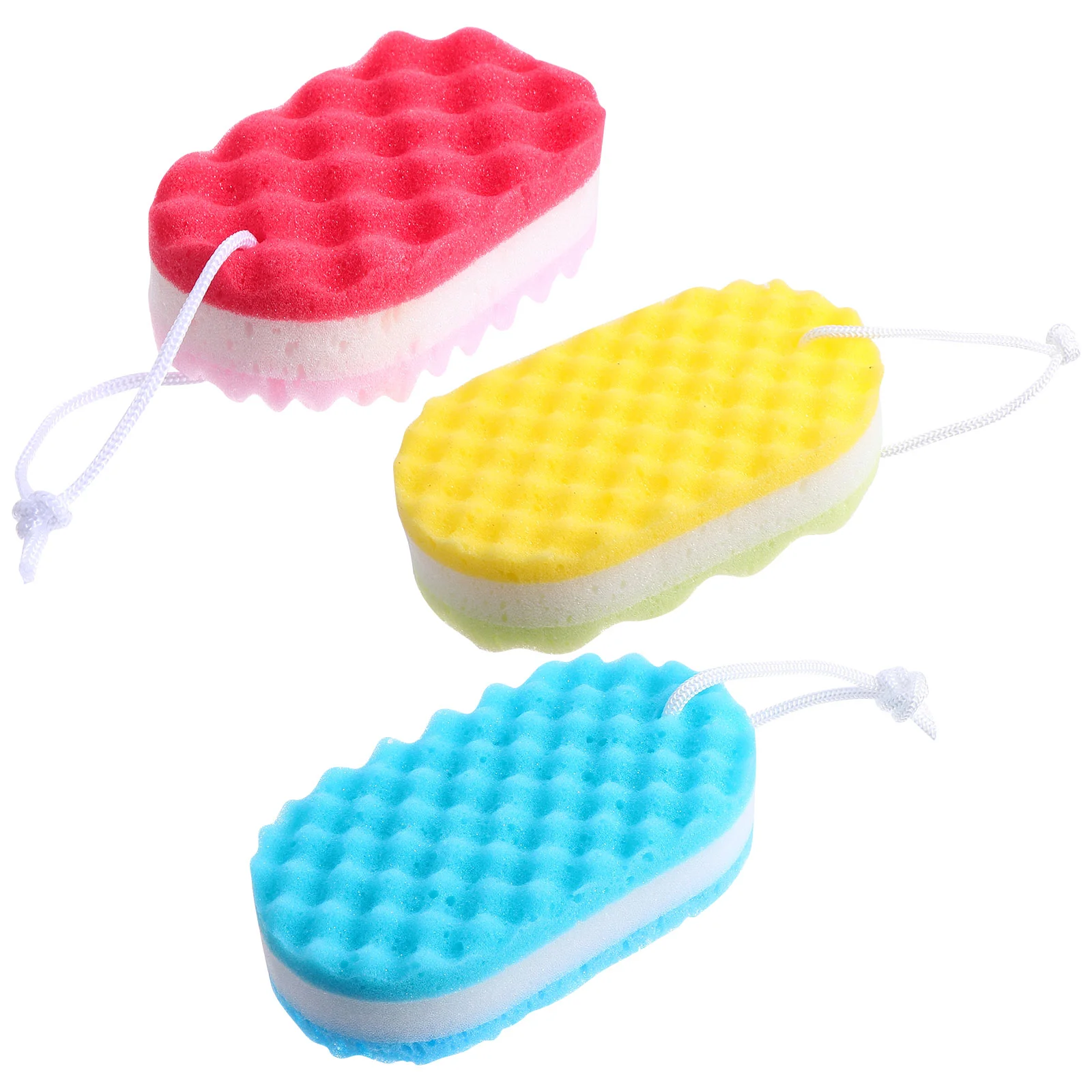 3 Pcs Exfoliating Body Sponges Three Layer Bath Scrub Scrubber Face Adult Shower Baby Bathtub