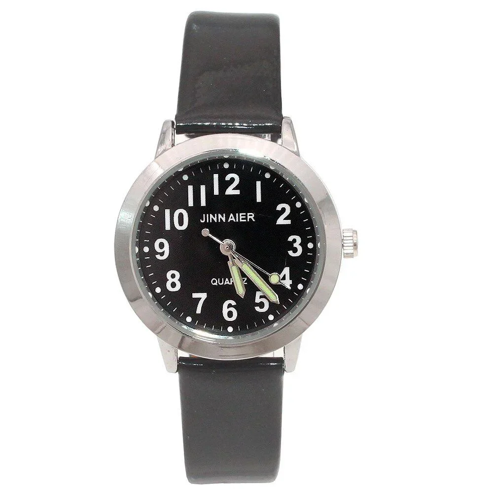 Kids Fashion Watch Easy to Read Leather Strap Quartz Movement Silver Case 28mm Children's Watch for Boys And Girls