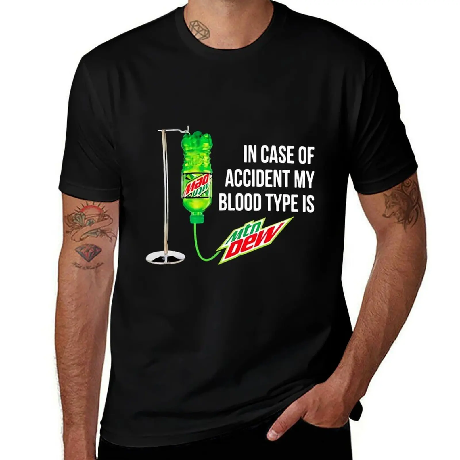 

in case of Accident My Blood Type is MTN Dew Mens Cotton T-Shirt man graphic t shirt t shirt man plain T-Shirt