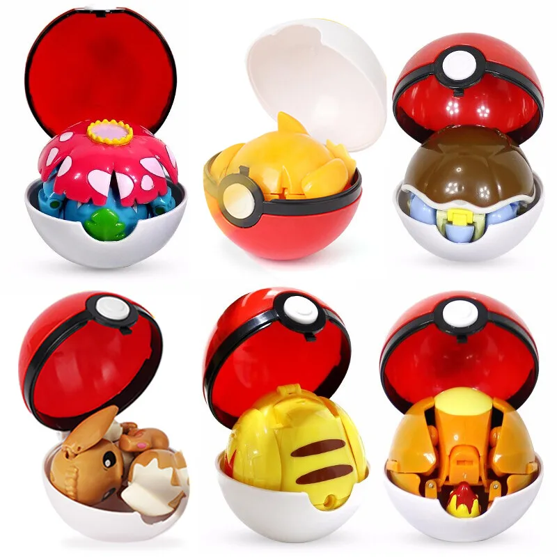 Figura de Pokémon, Pokebola Transformable, Pikachu, Charizard, Venusaur, Blastoise, Mewtwo, Gyarados, Solgaleo, Lunala, Eevee, Juguete de Pokebola, Regalo