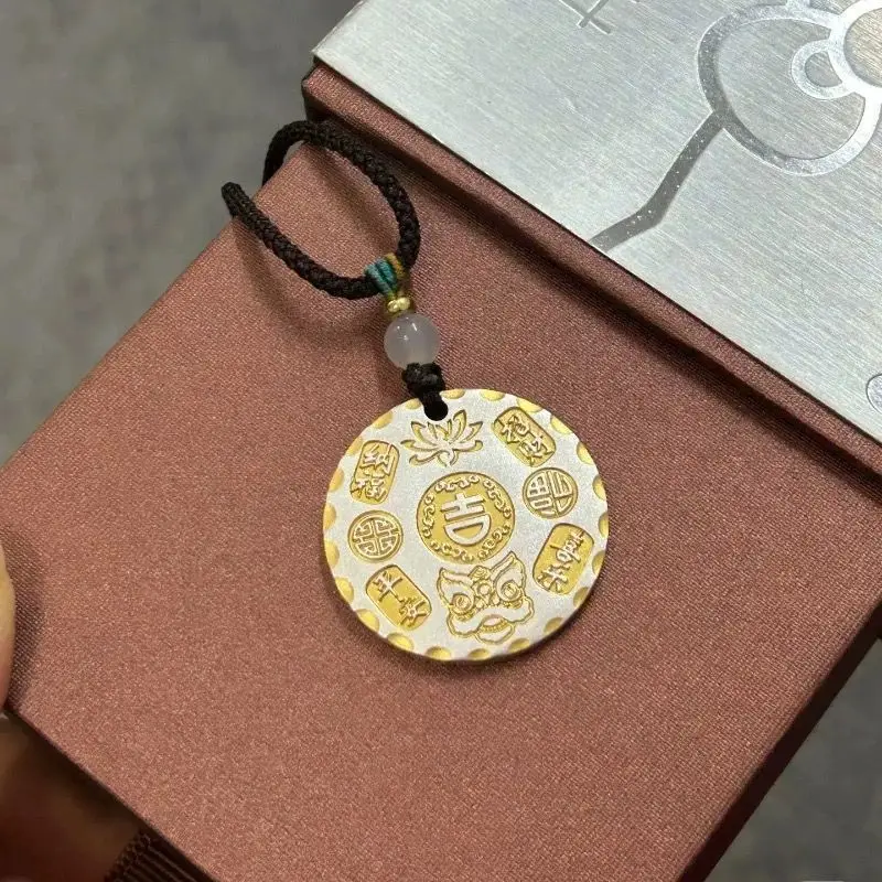 

Gold-Plated Yuanfu Necklace Silver S999 Ancient Method Pendant Men And Women