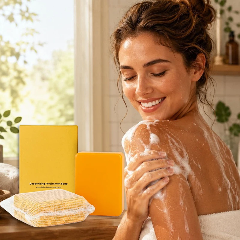 Body Deodorant Persimmon Soap Bar Refreshing Deep Cleansing Longlasting Fresh Scent Mild Cleanser For Body Bath Washing Soap