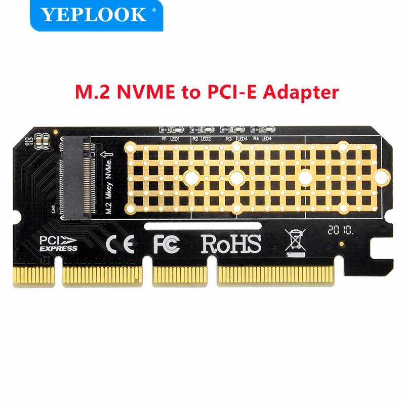 M Key M.2 NVMe NGFF to PCIe X16 X8 X4 SSD Riser Adapter with LED Indicator Full Speed 6000MB/s Not for B Key (SATA) Free Driver