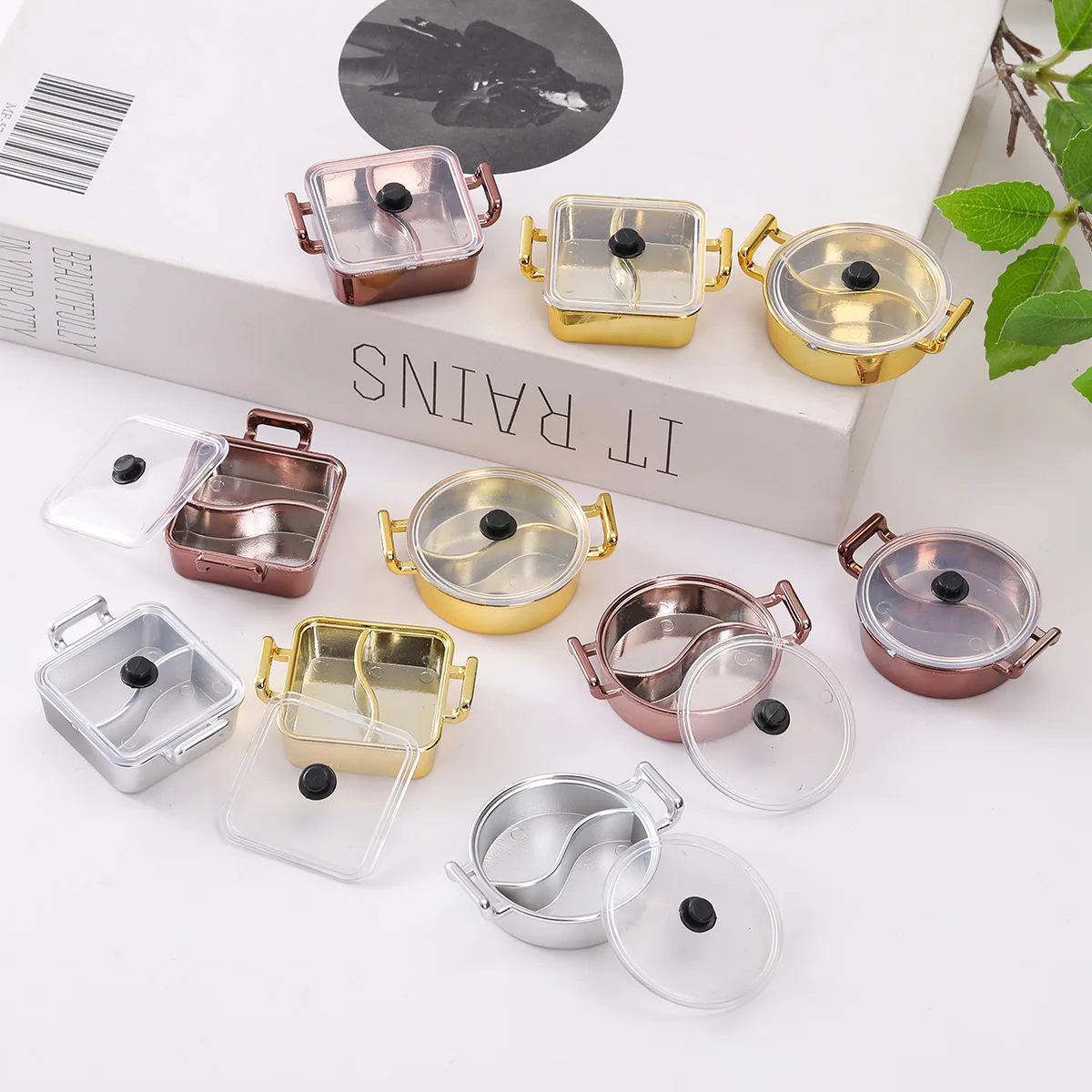 

Mini Mandarin Duck Pot Empty Hot Pot Prop DIY Hot Pot Food Play Kitchen Cookware Doll Accessories Craft Home Decor Decorations