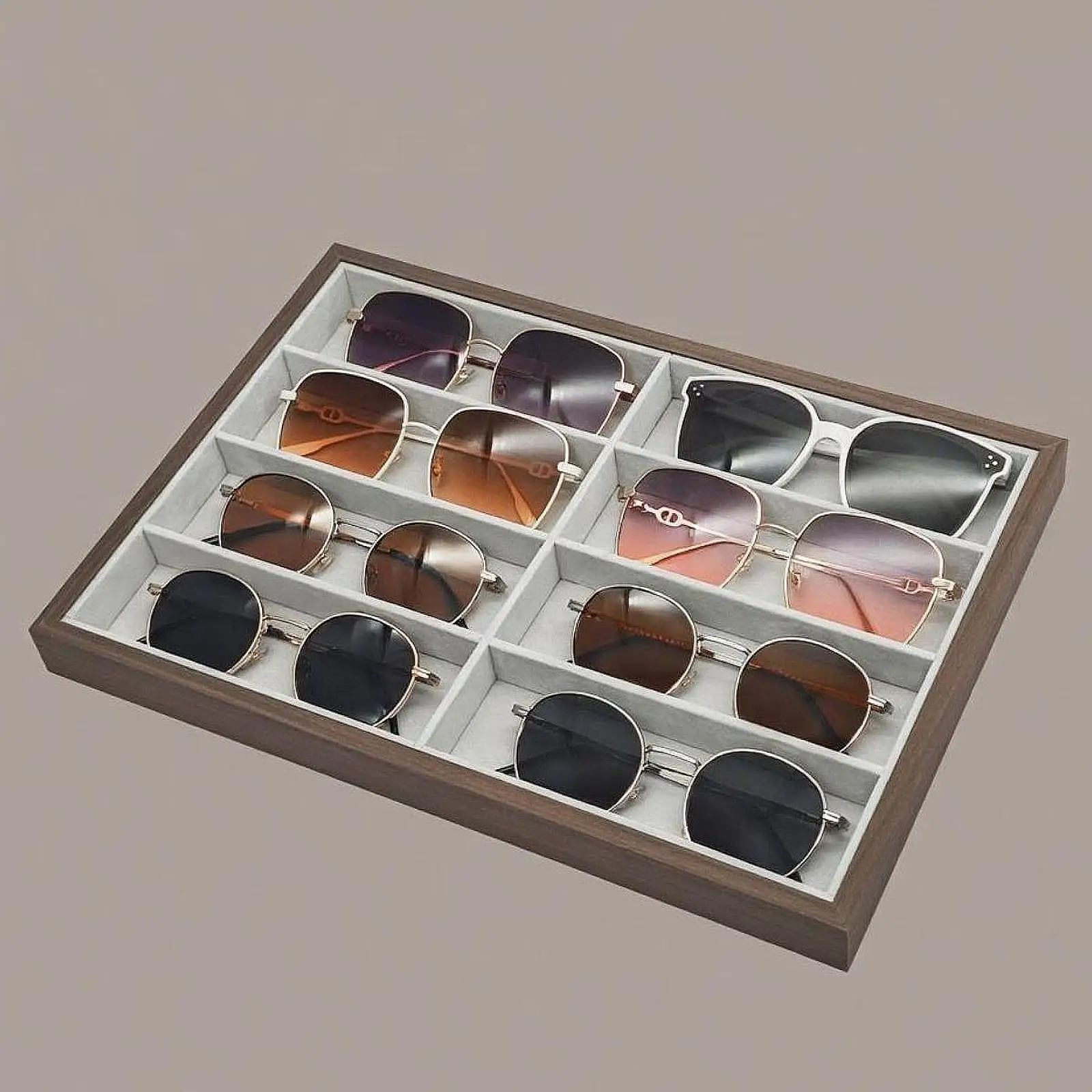 

Sunglasses Organizer Tray Eyewear Storage Tray Wooden Women Men 8 Slot