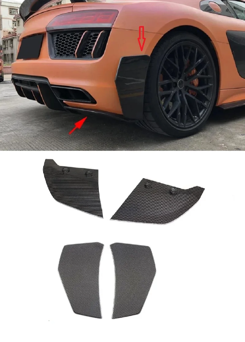 

Carbon Fiber Car Rear Side Bumper Splitters Diffuser Cover Fit For Audi R8 Coupe Convertible 2016-2018