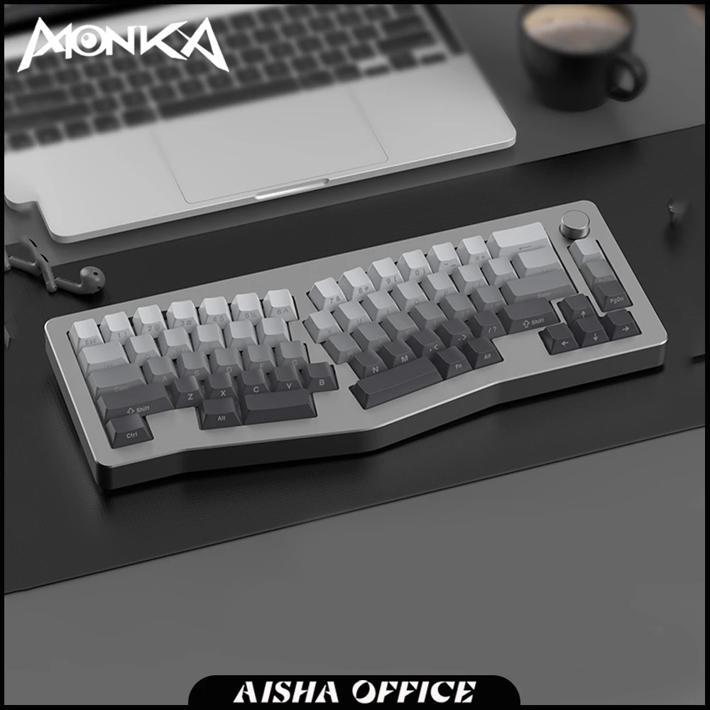 

Механическая клавиатура MONKA Alice67Pro из алюминиевого сплава, Беспроводная игровая клавиатура Alice RGB с тремя режимами, 4000 мАч, для ПК, геймеров, Mac, Office