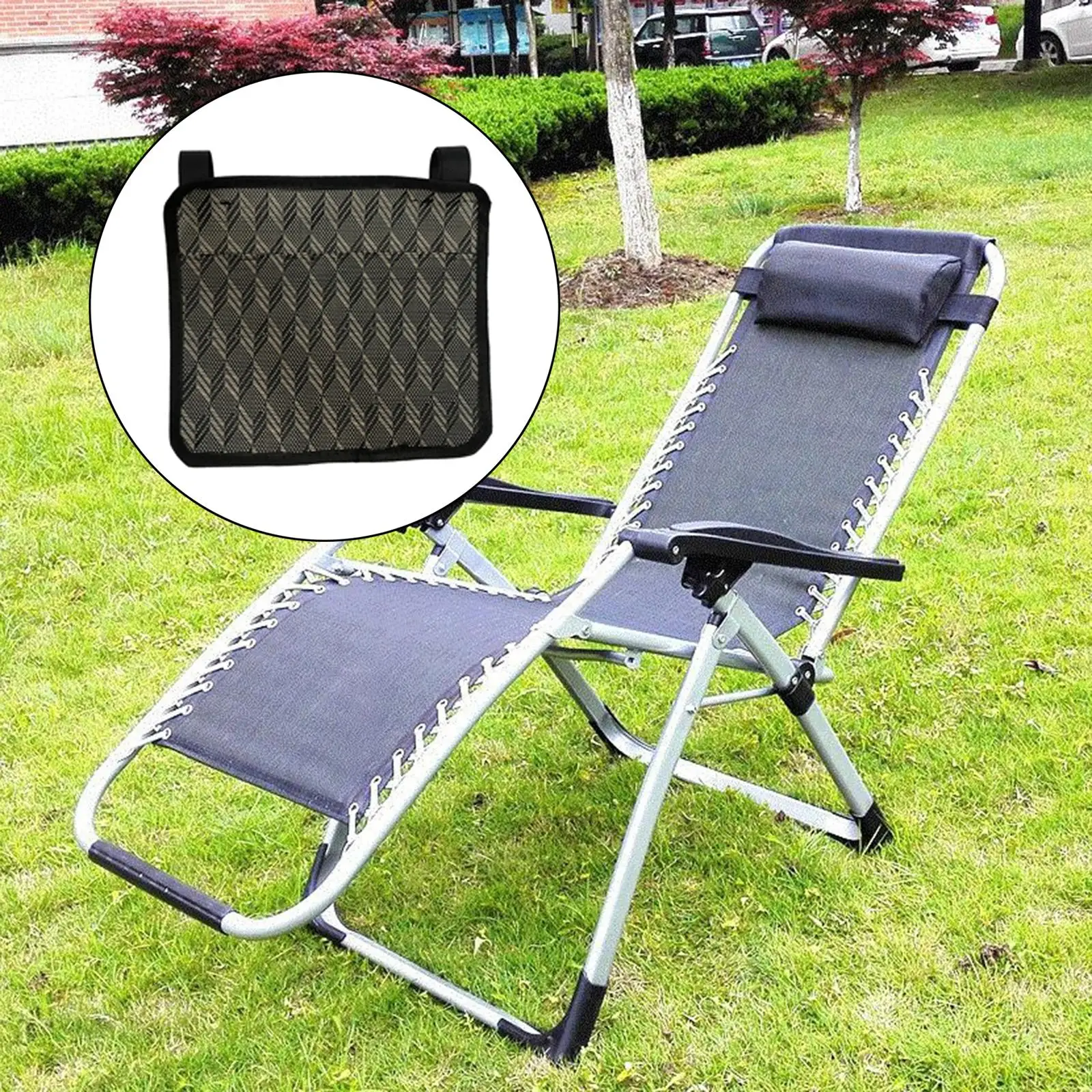 Recliner Lounge Chair Side Organizer Cloth Storage Net Book and Remote Holder for Outdoor Furniture Metal Chair