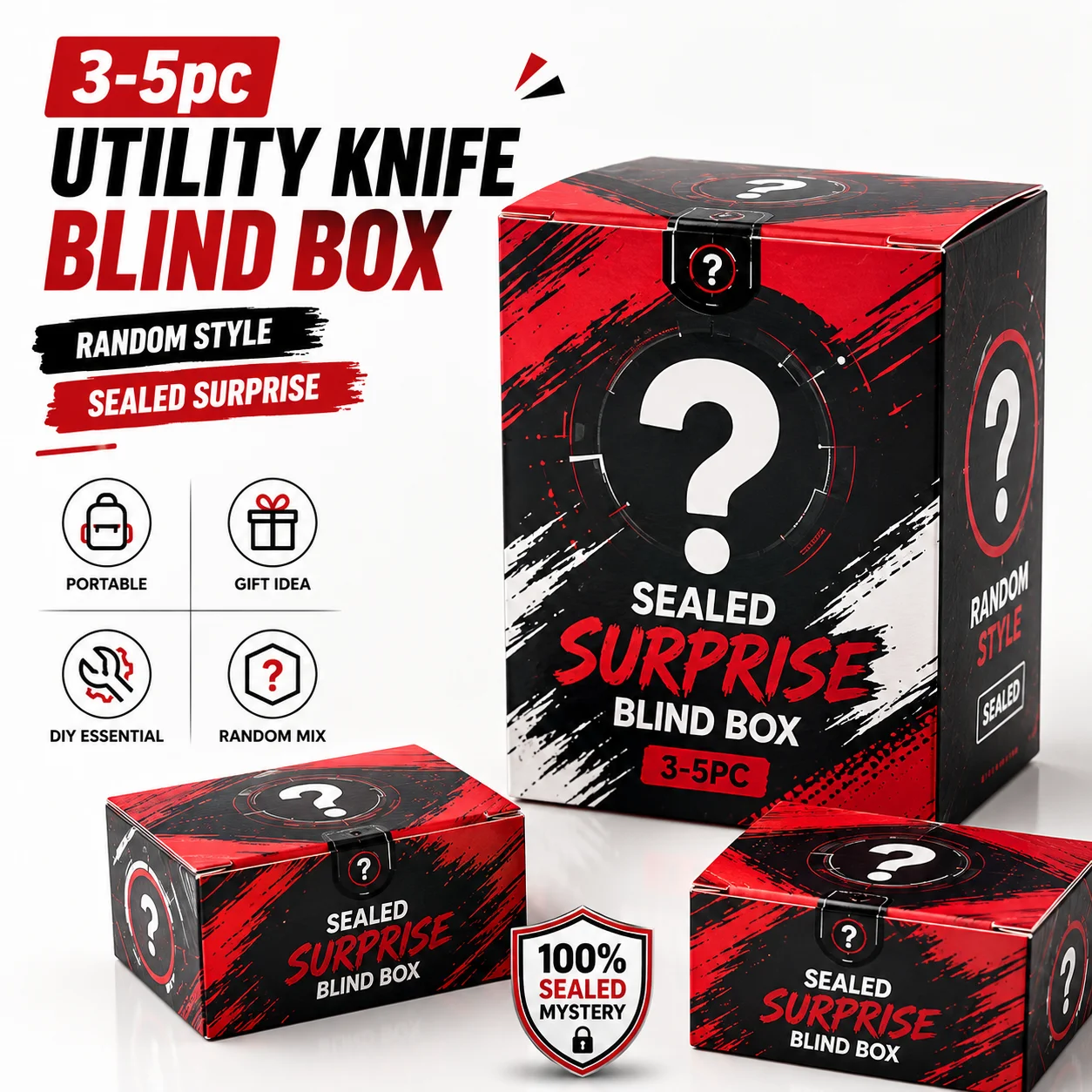 Image of 3-5 Stück Zufällig Sortierte Klappmesser-Set Mystery Box Tragbare Schneidwerkzeuge zum Öffnen von Paketen, für Outdoor und Sammler