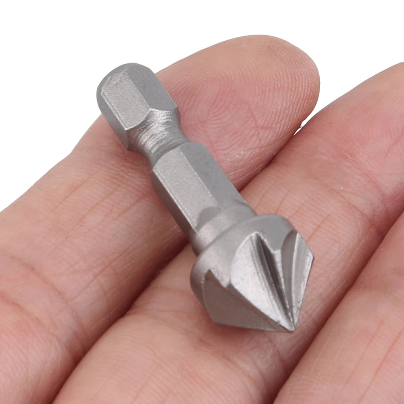 1PC 6 Flute 90 Degree Countersink Drill Chamfer Bit Cutter 1/4 Hex Deburring Drilling Bevel Cutting Remove Burr Tools