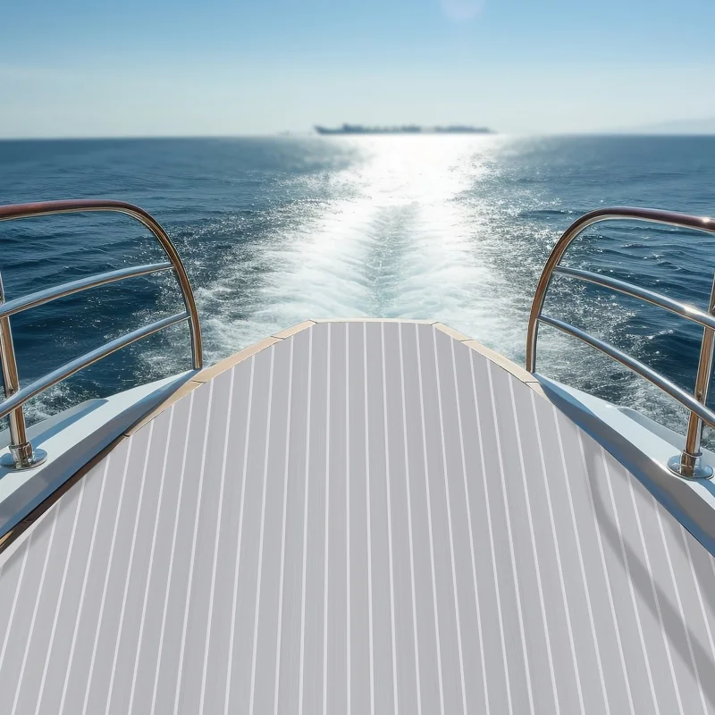 Tapis de sol auto-adhésif en EVA de qualité marine, antidérapant, résistant à la corrosion, résistant à l'eau de mer, gris clair, blanc, bords arrondis, sûr, découpable, pour yacht, bateau de pêche, plateforme de plongée, accessoires marins