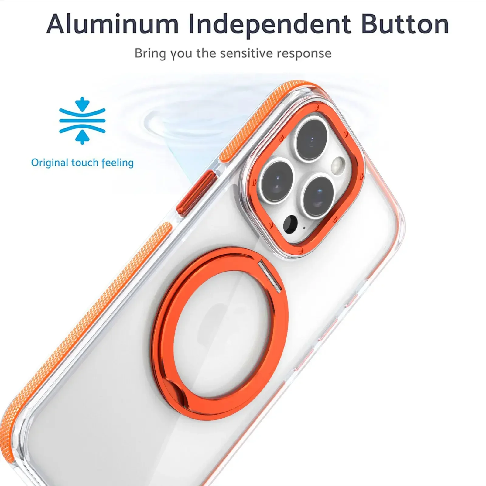 360° Metal Ring Stand clear Magnetic Case for IPhone 16 15 14 13 12 15 Pro Max Plus Magnetic Wireless Charging Transparent Cover