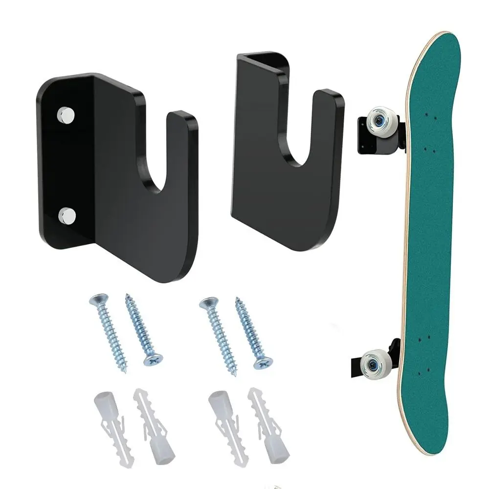 1 Pairs Display Rack Skateboard Wall Rack Acrylic Stable Skateboard Wall Hangers with Screws Durable Skateboard Hooks Universal