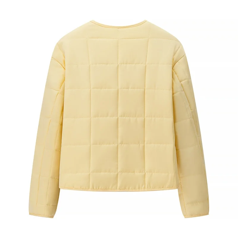 Damska kurtka/płaszcz na jesień i zimę z okrągłym dekoltem, zapinana na metalowe guziki, z długim rękawem, ozdobiona kieszeniami, odzież codzienna, nowość 2025