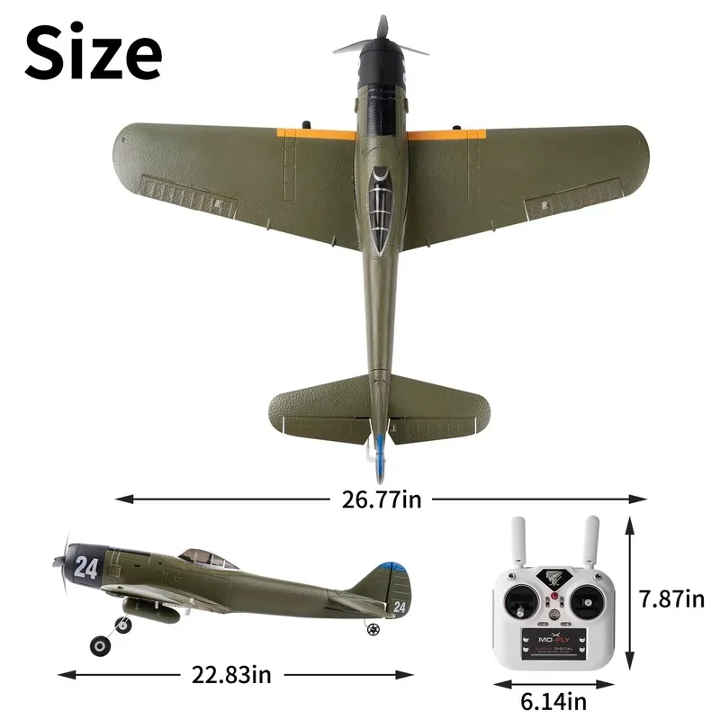 Ki-84 Four Channel Remote-Controlled Stunt Glider 69cm Large Military Model Electric Aircraft Toy for Kids And Collectors