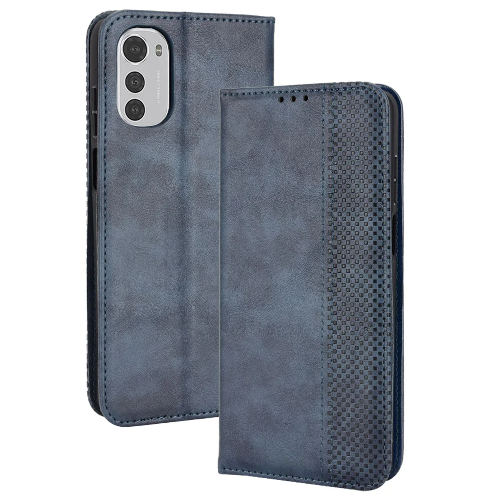 Flip Retro Style Leather Magnetic Closure Phone Cover For Motorola Moto E13 E14 E20 E22 E32 4G Wallet Fall prevention Phone Case