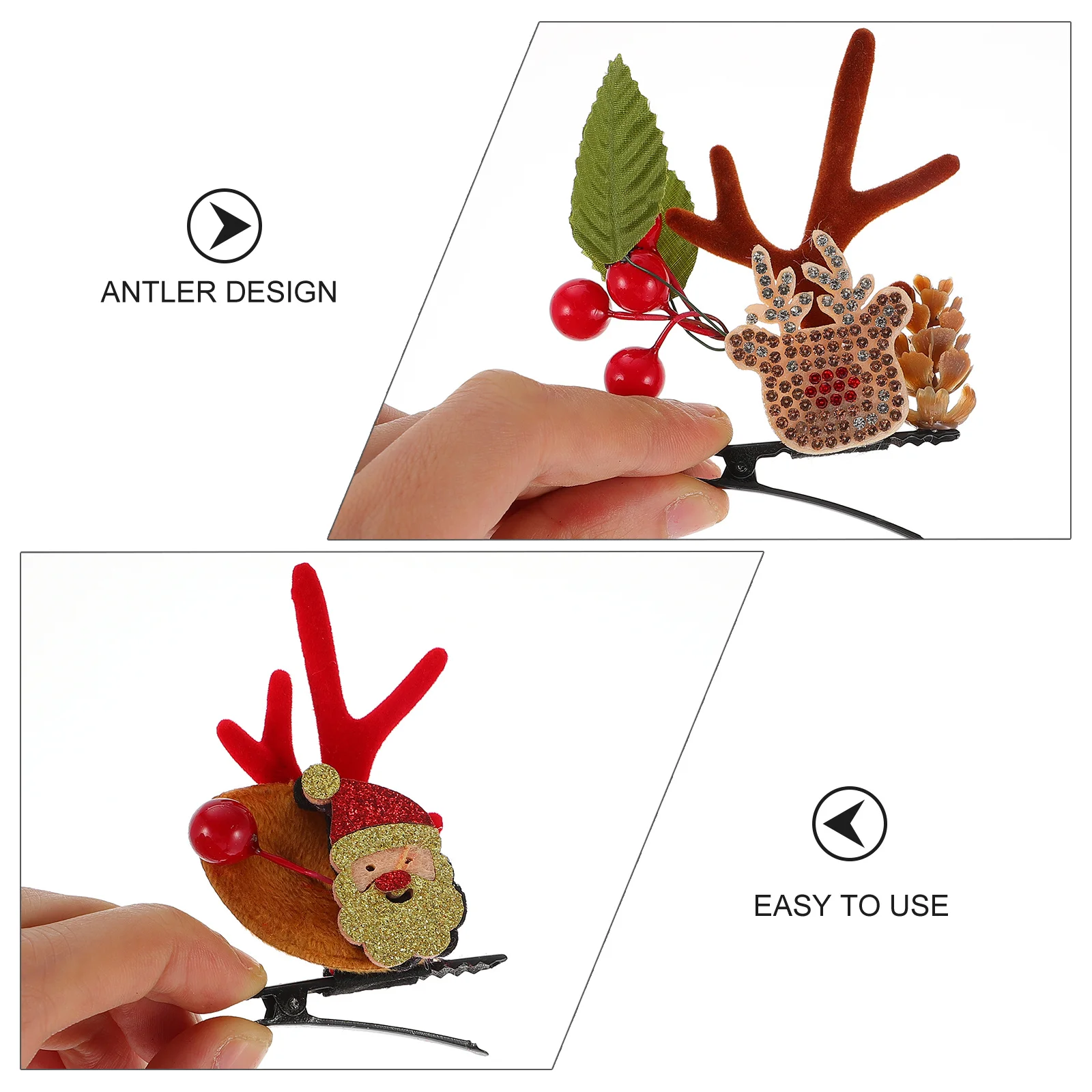 

4Pairs Christmas Antlers Hairpins Creative Deer Horn Clips Xmas Party Hair Accessories Lightweight Festival Hair Decoration