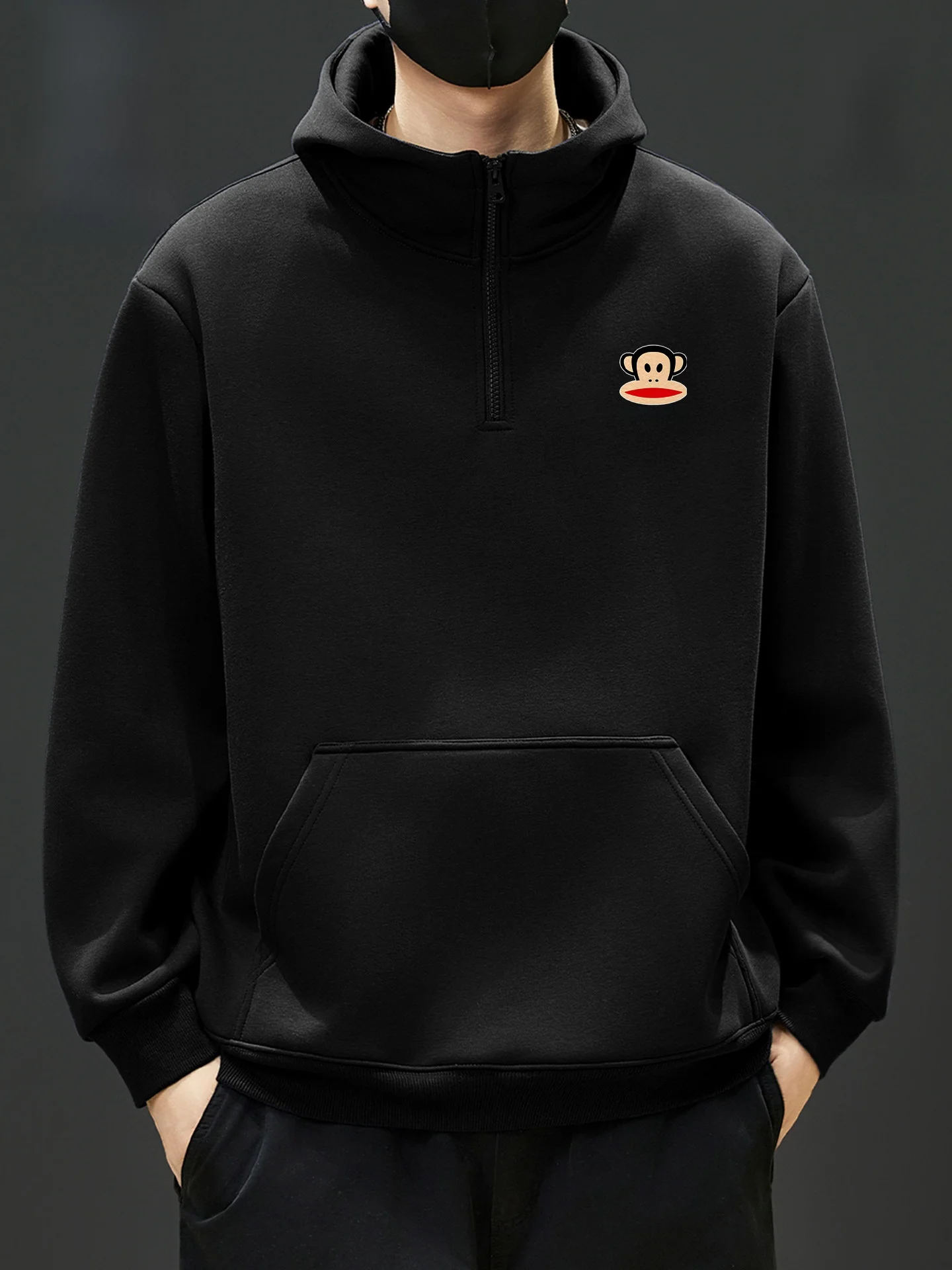 

Men's Hooded Jaet Winter Thiened Fce Lined f Zip Sweatirt Casual Comfortable Warm Bla Heavyweight Coat