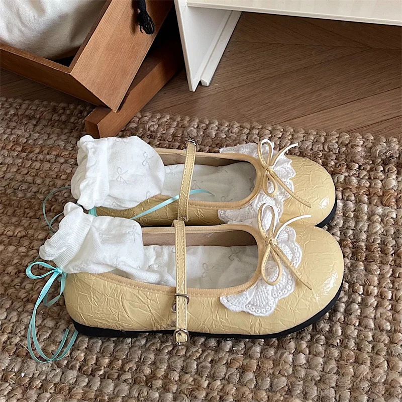 فستان فرنسي مع حذاء فردي مسطح وحزام واحد للنساء، موضة ربيع وصيف 2025 الجديدة أحذية ماري جين للنساء #6