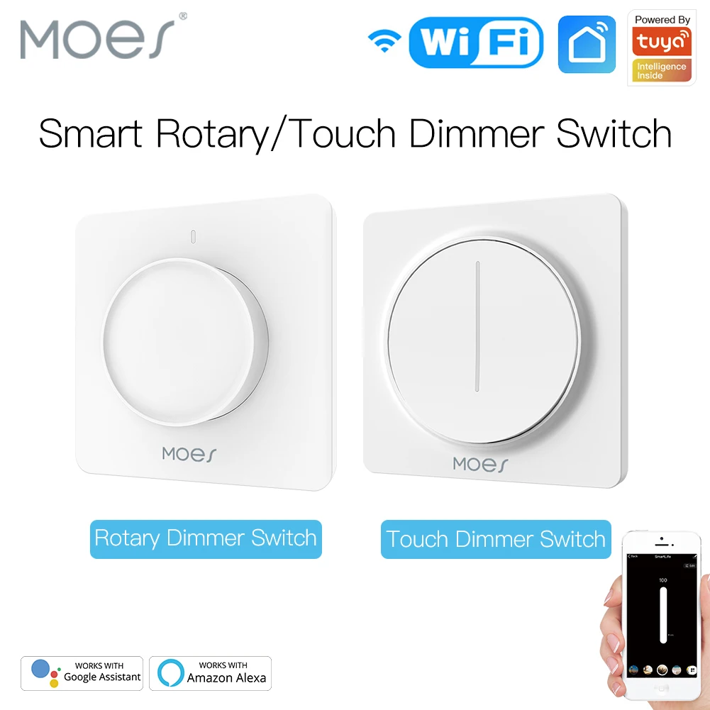 New WiFi Smart Rotary/Touch Light Dimmer Switch Smart Life/Tuya APP Remote Control Works with Alexa Google Voice Assistants EU