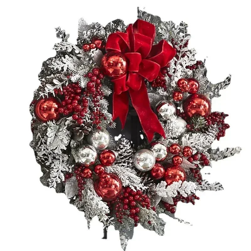 New Christmas Wreath Front Door Christmas Door Wreath Red Ball Ornaments for Door Window Mantle Indoor Outdoor Christmas Decorat