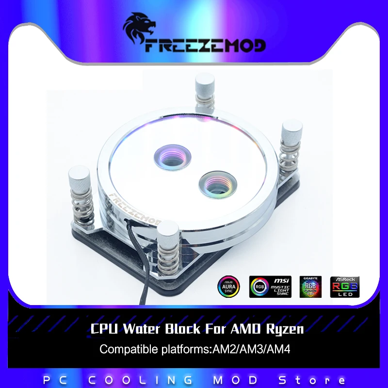 

FREEZEMOD PC Water Cooling CPU Water Block For AMD Ryzen AM2/AM4/AM3,2021 Starry Sky RGBGradient Effect,5V 3PIN RGB,PR-XPM-AMD