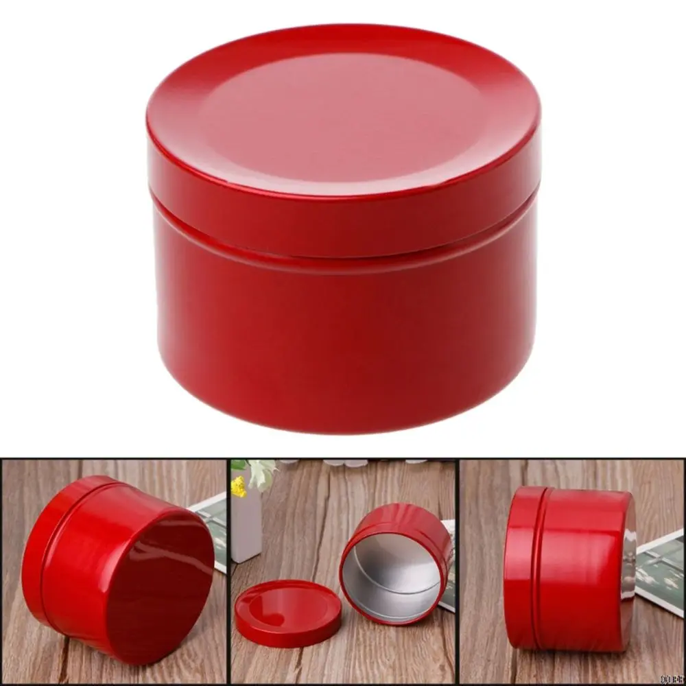 1/2/4Pcs Mini Tin Tea Storage Box Round Metal Case Wedding Favor Organizer Container 50ml