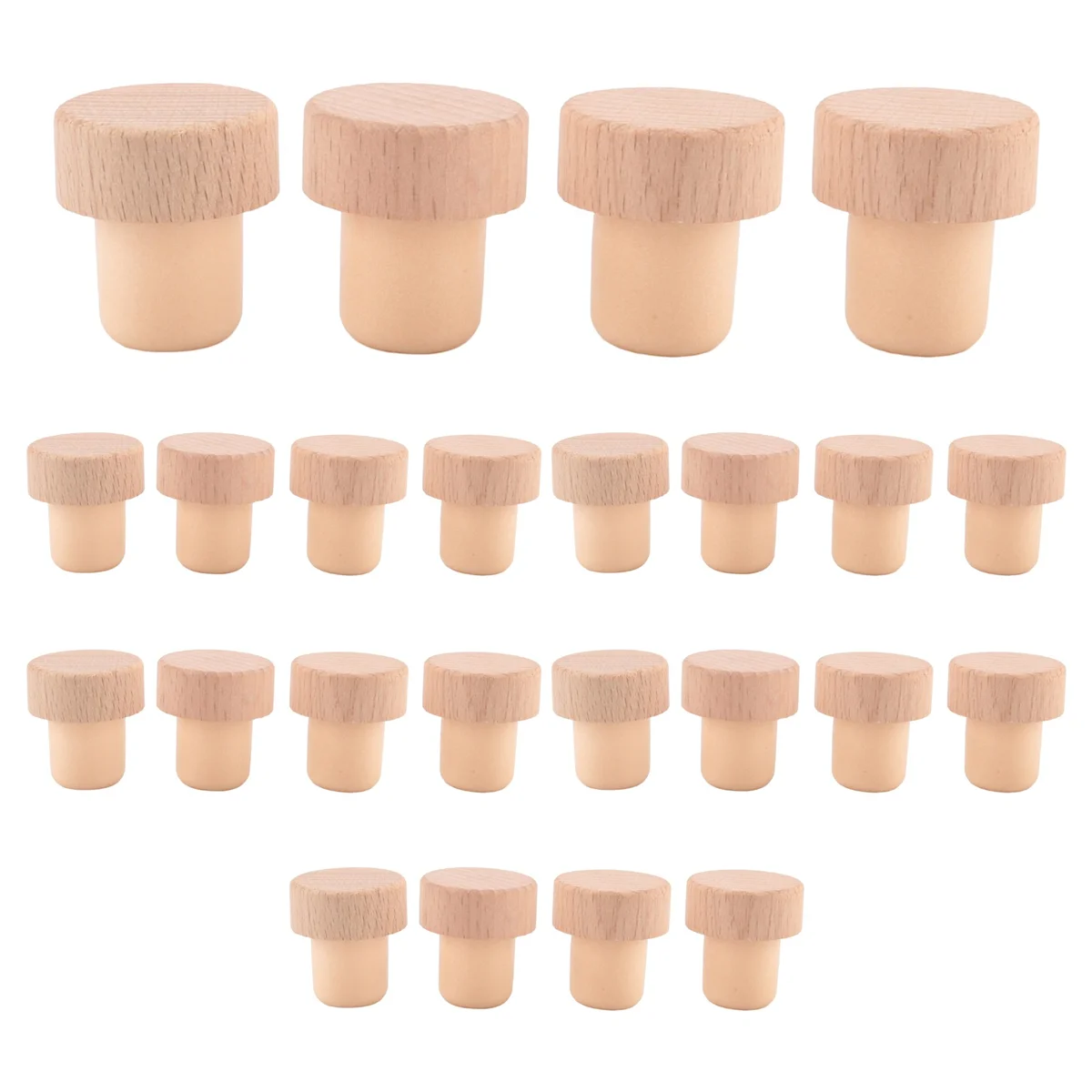 24Pc Wine Bottle Corks T Shaped Cork Plugs for Wine Cork Wine Stopper Reusable Wine Corks Wooden and Rubber Wine Stopper