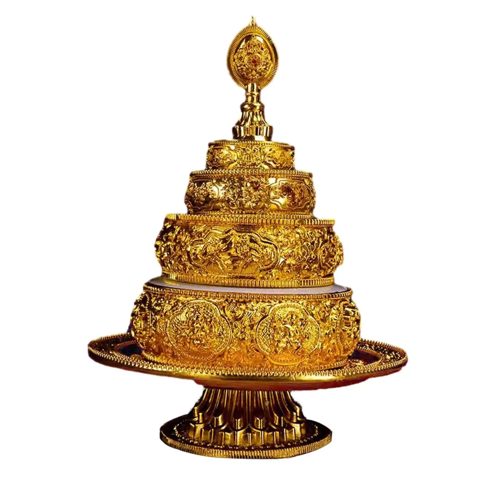 

Tibetan Buddhist Offering Desk Table Centerpiece Copper Alloy Statue Figurine Manza Dish for Cabinet Kitchen Bedroom Home Office